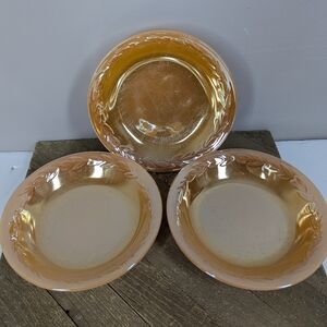 Fire-King Peach Lustre Bowls Set of 3 | 7.5” Vintage Glass